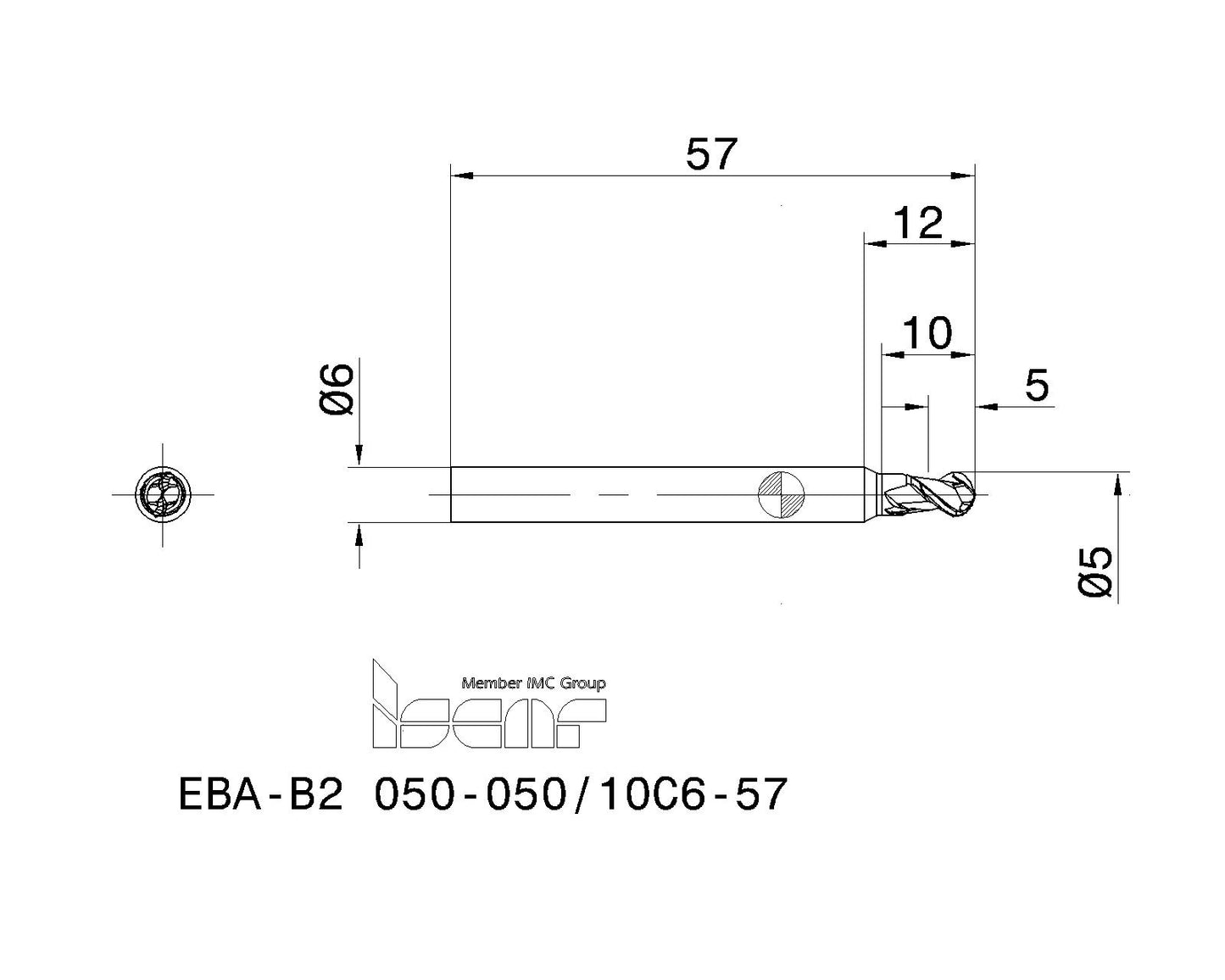 ISCAR Präzisions Vollhartmetall Kugelfräser Ø 5mm für Aluminiumbearbeitung