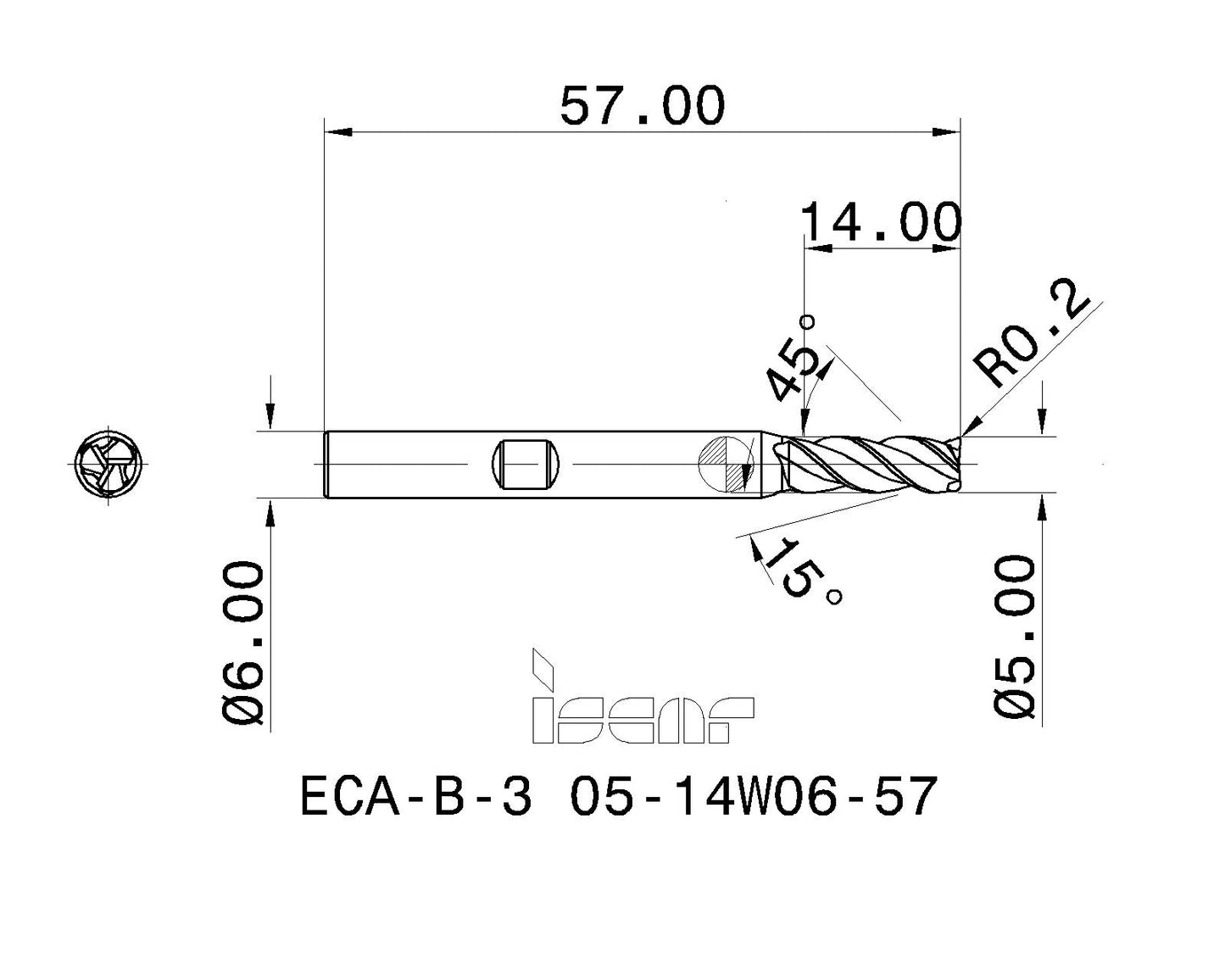 ISCAR Präzisions Vollhartmetall Schaftfräser Ø 5mm für Aluminiumbearbeitung