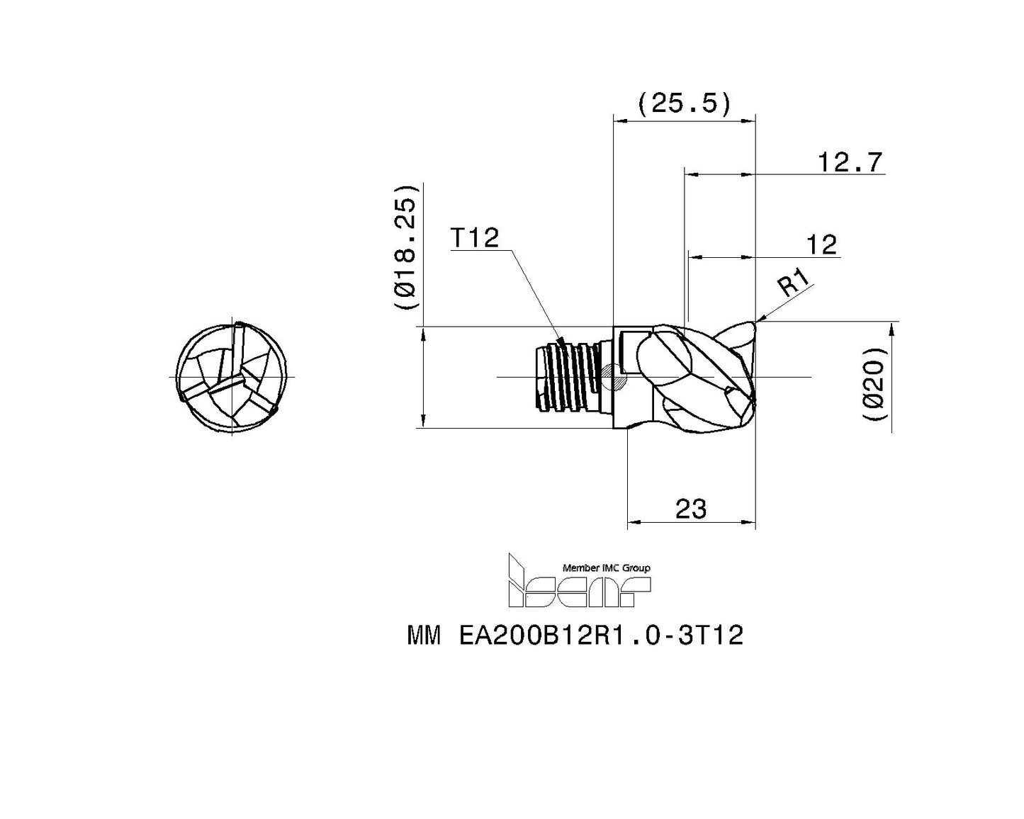 ISCAR Fräsköpfe DM 20 R1, Multi Master Gewinde T12, Aluminiumbearbeitung