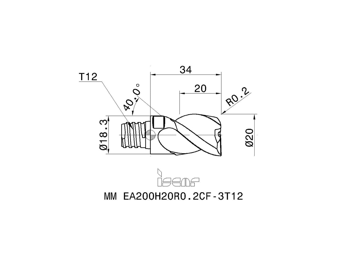 ISCAR Fräsköpfe DM 20, Multi Master Gewinde T12, Aluminiumbearbeitung