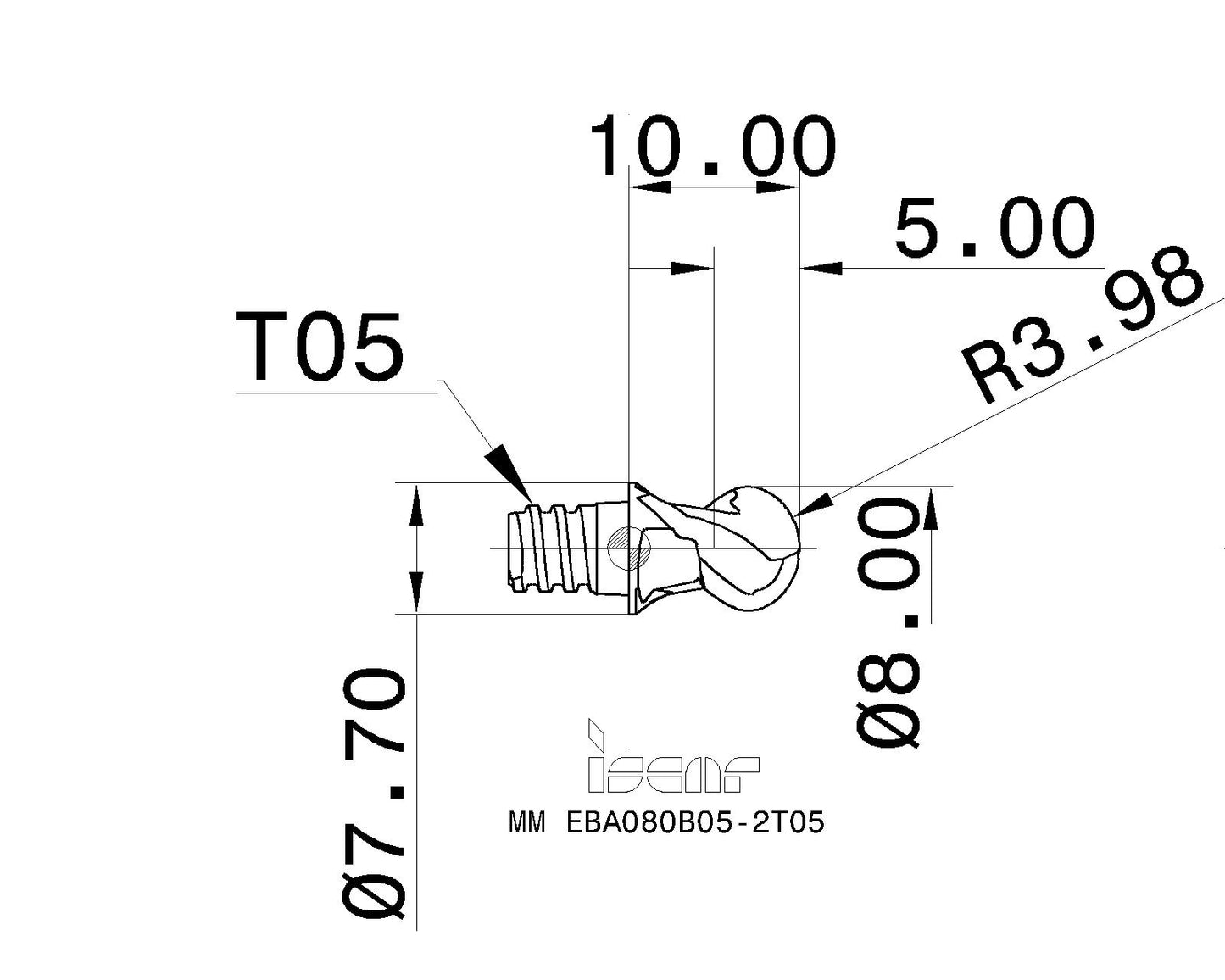 ISCAR Kugelfräsköpfe Ø 8mm für Aluminiumbearbeitung, T05, wechselbar