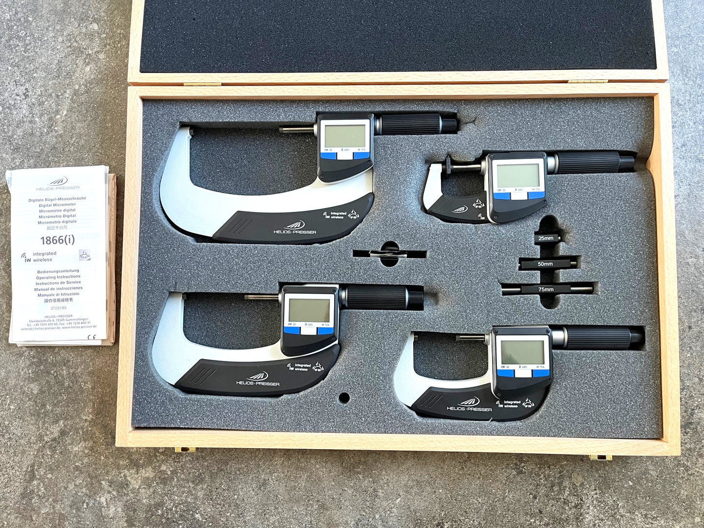 Bügelmessschrauben Satz digital, Helios Preisser 1866i, 0-100mm, neu