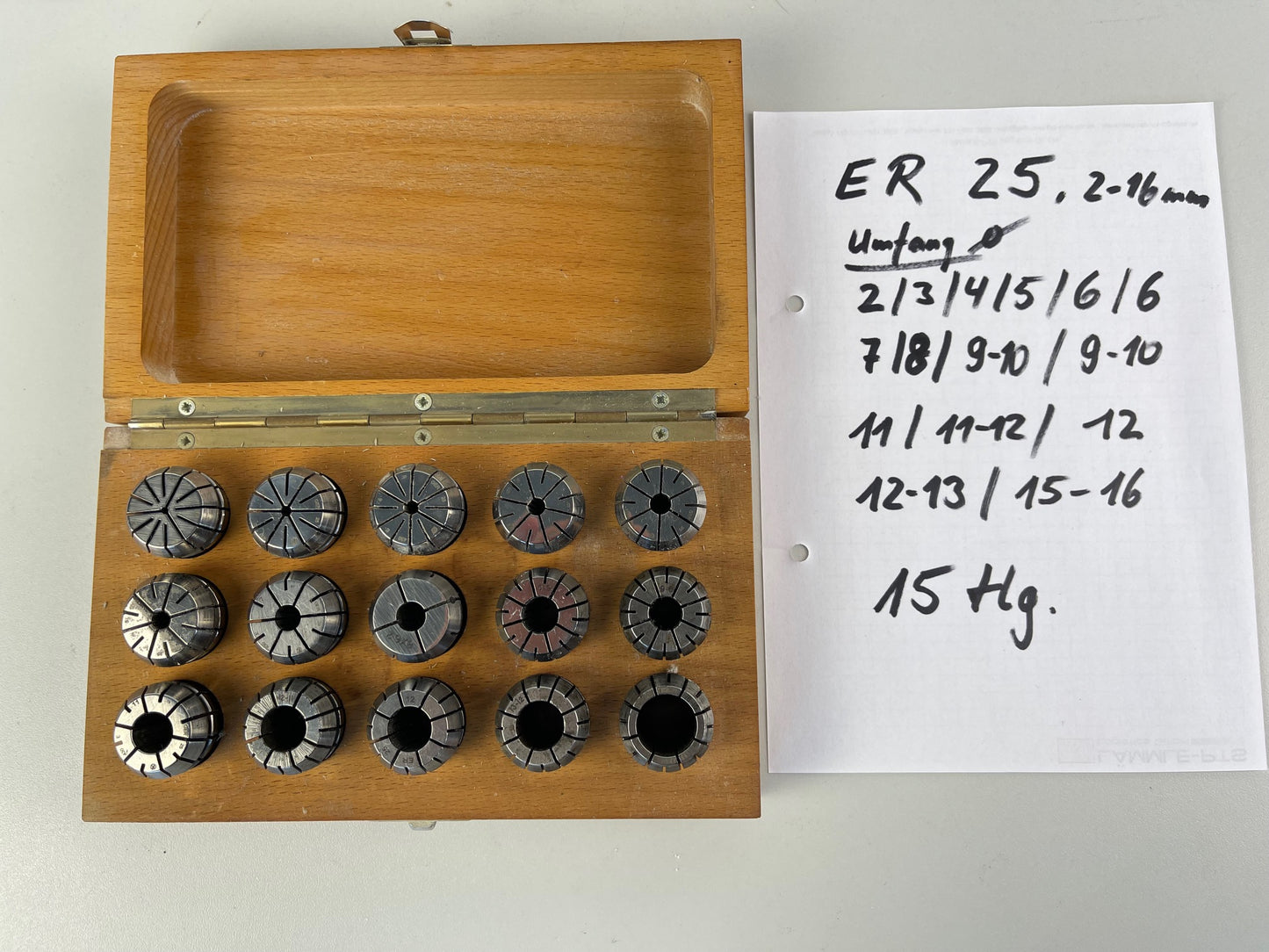 ER 25 Spannzangenset 15 tlg. 2 - 16 mm gebraucht