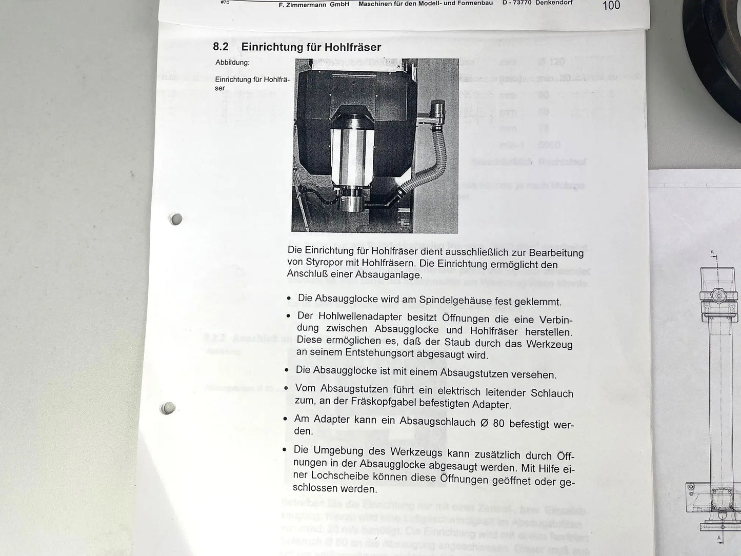 Styropor Absaugglocke für Zimmermann FZ 30 Fräsmaschine gebraucht