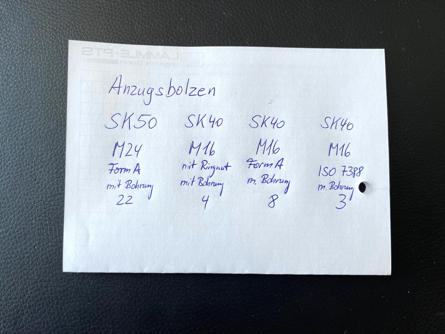 Anzugsbolzen SK 50, SK 40, Form A und andere