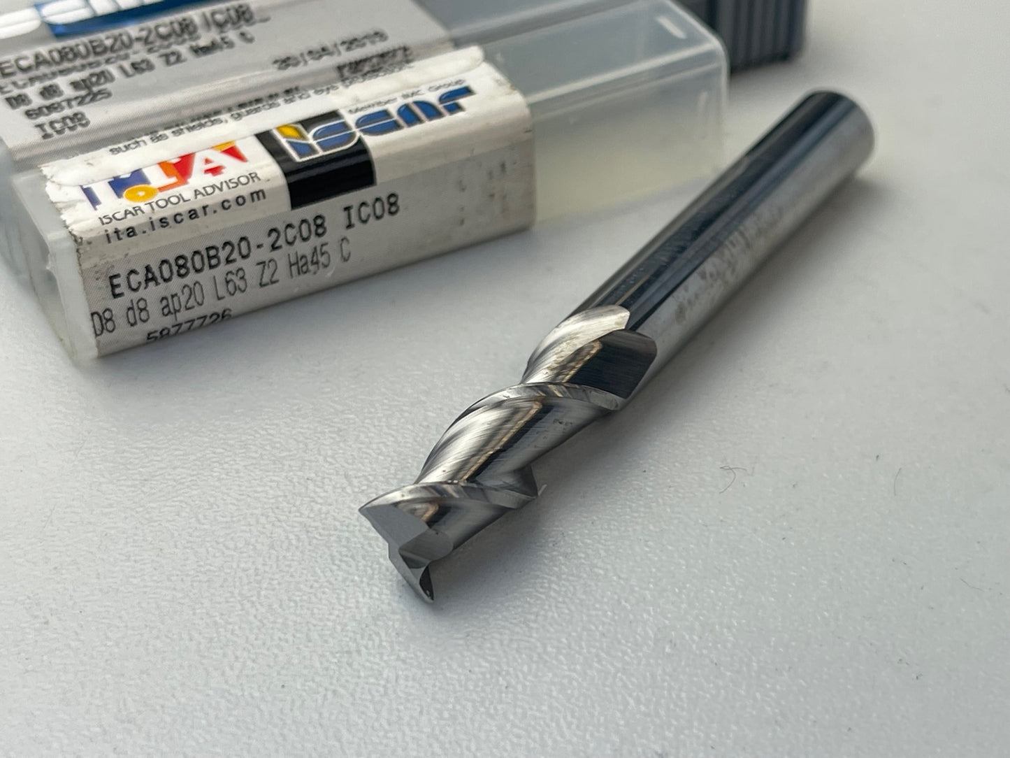 ISCAR Präzisions Vollhartmetall Schaftfräser Ø 8 mm R 0, 2-Schneider für Aluminiumbearbeitung