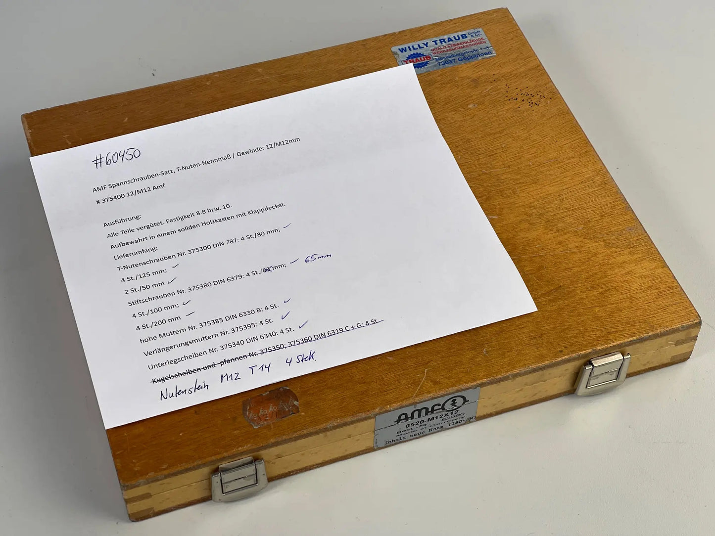 Spannschraubensatz T-Nuten 12/M12 amf, gebraucht 60450