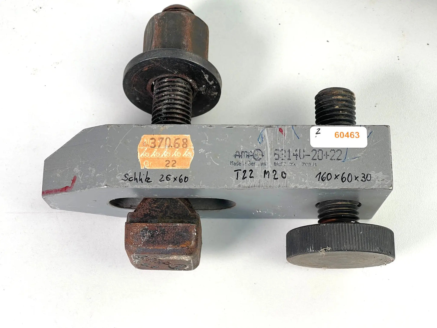 Spanneisen abgeschrägt 25x160 mit Stützschraube, amf, gebraucht