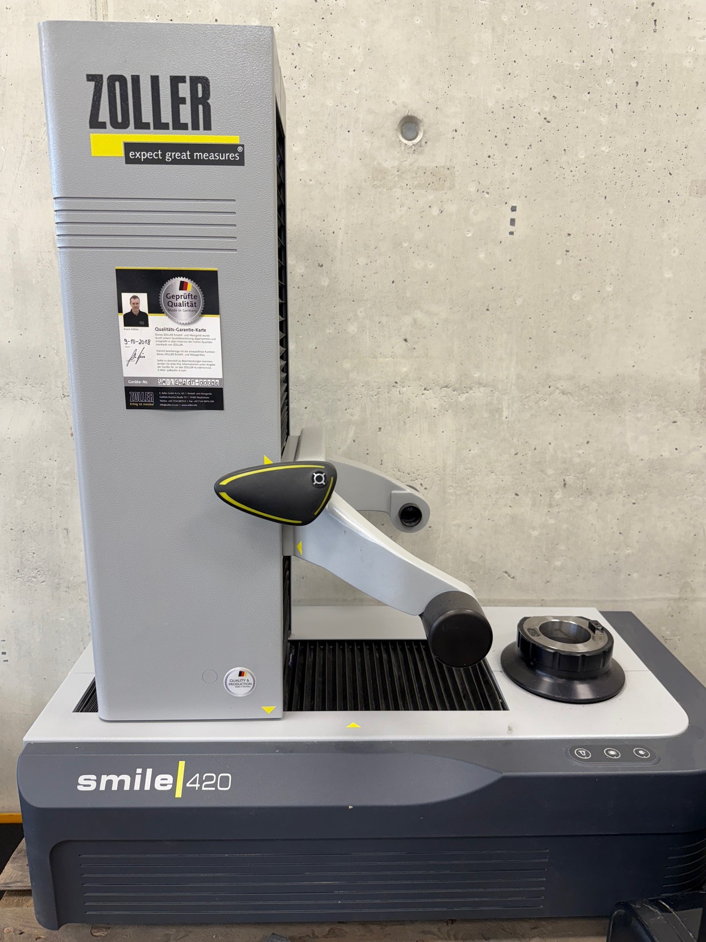 Zoller Smile 420T Werkzeug Voreinstellgerät aus 2018, HSK A63, HSK F63, SK40, SK50