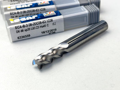 ISCAR Präzisions Vollhartmetall Schaftfräser Ø 8 mm R 0,2 für Aluminiumbearbeitung