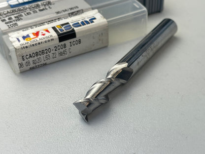 ISCAR Präzisions Vollhartmetall Schaftfräser Ø 8 mm R 0, 2-Schneider für Aluminiumbearbeitung