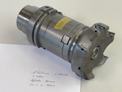 HSK 100A Planfräser Aufsteckfräser Ø 125mm,  6-Schneiden, gebraucht