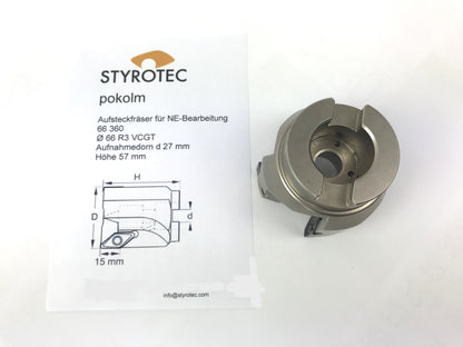 Wendeschneidplatten Plan Fräser Ø 66 R3, Aufsteckdorn 27mm, Pokolm, gebraucht
